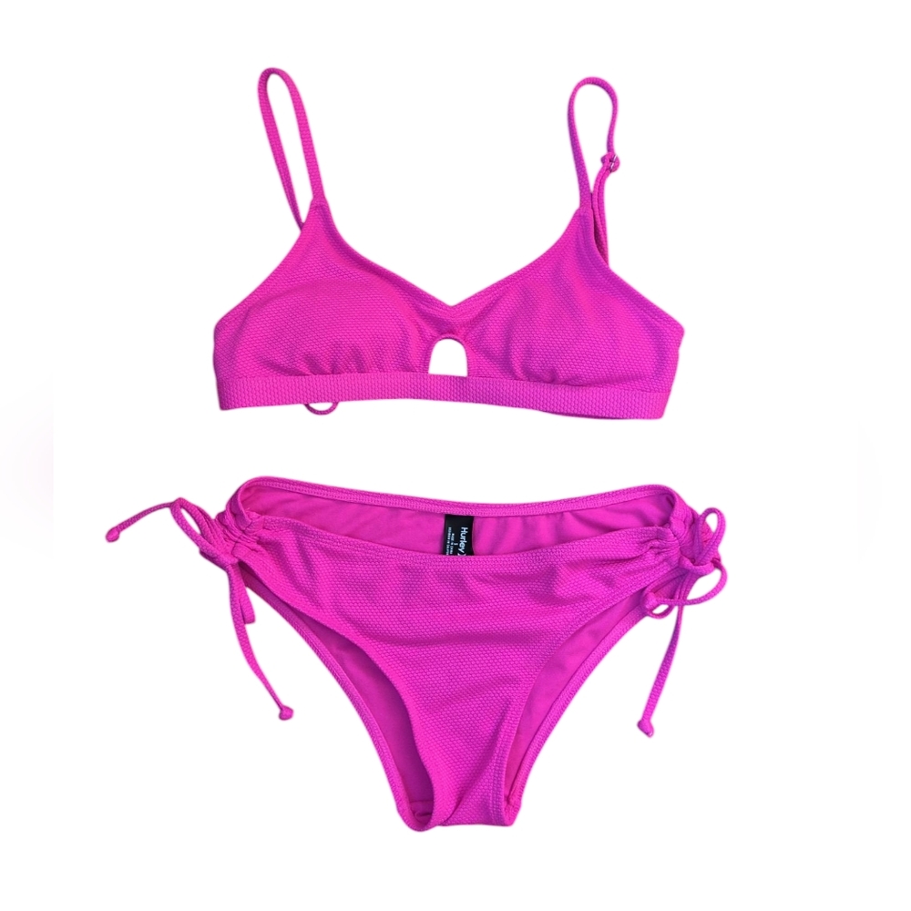 Hurley Hot Pink Textured Two-Piece Bikini